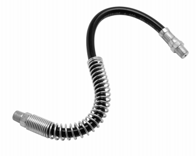 12-inch Grease Gun Flex Hose With Spring Guard, 3,500 Psi Working Pressure