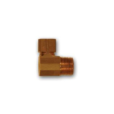 Opens dialog Midland Industries 269X3X4 - 90° Barstock Elbow, 3/16" Compression x 1/4" MPT, Brass
