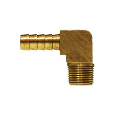Opens dialog Midland Industries 32039B - 90° Barstock Elbow, 1/4" Hose Barbed x 1/4" Male BSPT, Brass