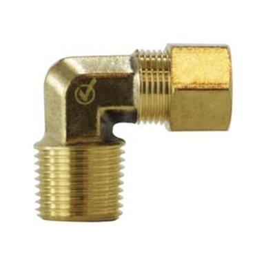Opens dialog Midland Industries LF269X10 - 90° Barstock Elbow, 5/8" Compression x 1/2" MPT, Brass