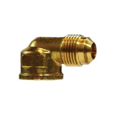 Opens dialog Midland Industries 10314B - 90° Barstock Elbow, 1/4" Male Flared x 1/4" NPT(F)F, Brass
