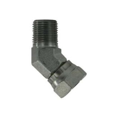 Opens dialog Midland Industries 150384 - 45° Swivel Adapter Elbow, 1/2" MPT x 1/4" FNPSM, Steel