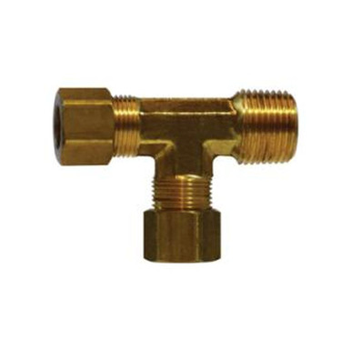 Opens dialog Midland Industries 18272 - Run Tee, 1/8" Tube OD x 1/8" Male NPTF x 1/8" Tube OD, Brass
