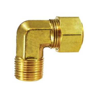 Opens dialog Midland Industries 26237 - 90° Elbow w/ 26007 Sleeve Nut, 1/2" Compression x 3/8" MIP, Brass