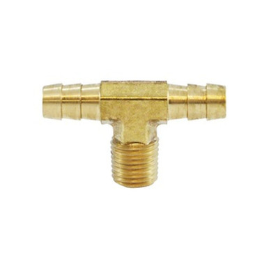 Opens dialog Midland Industries 32128 - Branch Tee, 3/8" Hose Barbed x 3/8" Hose Barbed x 1/4" MIP, Brass