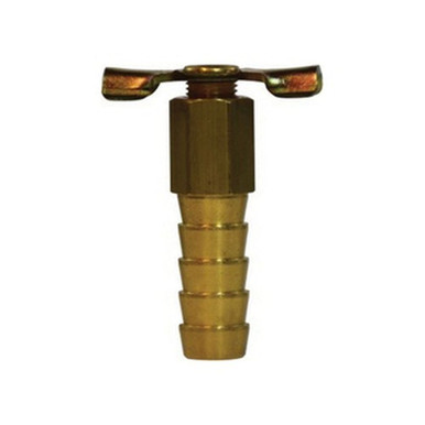 Opens dialog Midland Industries 46076 - Drain Cock w/ Long Internal Seat, 3/8" Nominal Pipe, Hose Barbed, Brass