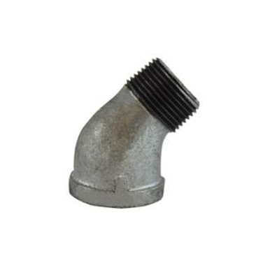 Opens dialog Midland Industries 64200 - 45° Street Elbow, 1/8" MPT x 1/8" FPT, Iron, Galvanized, 150 lb