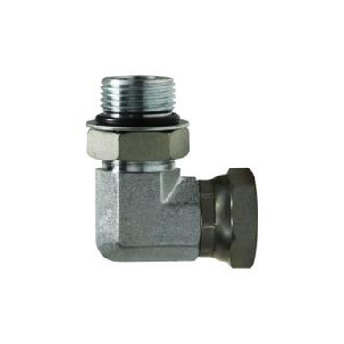 Opens dialog Midland Industries 6901NWO44 - 90° Swivel Adapter, 1/4" Male ORB x 1/4" FNPSM, Steel